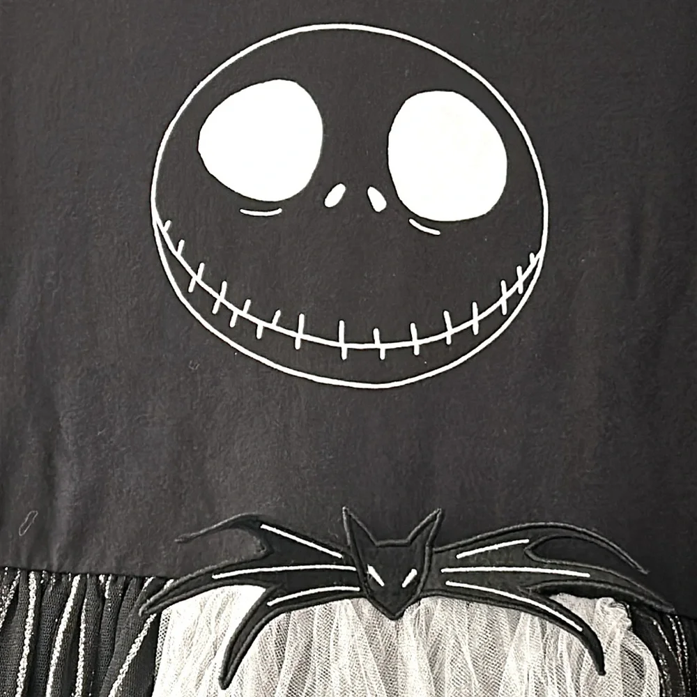 Nightmare Before Christmas Girl’s XL Long Sleeve Black Shimmery Tulle Dress